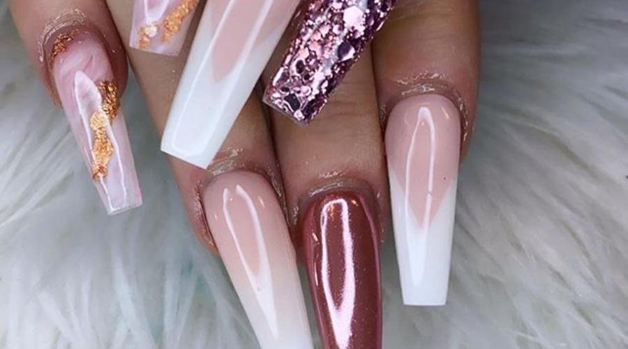 Gorgeous rose gold coffin nails