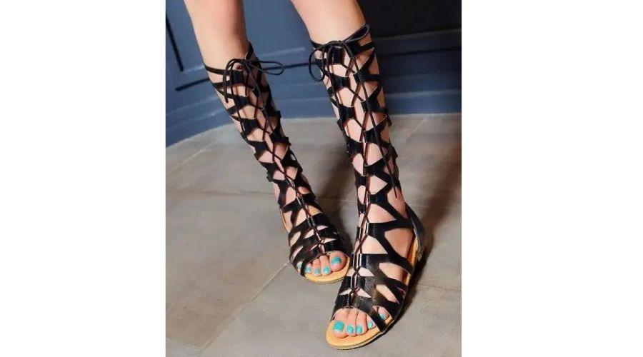With Gladiator Sandals