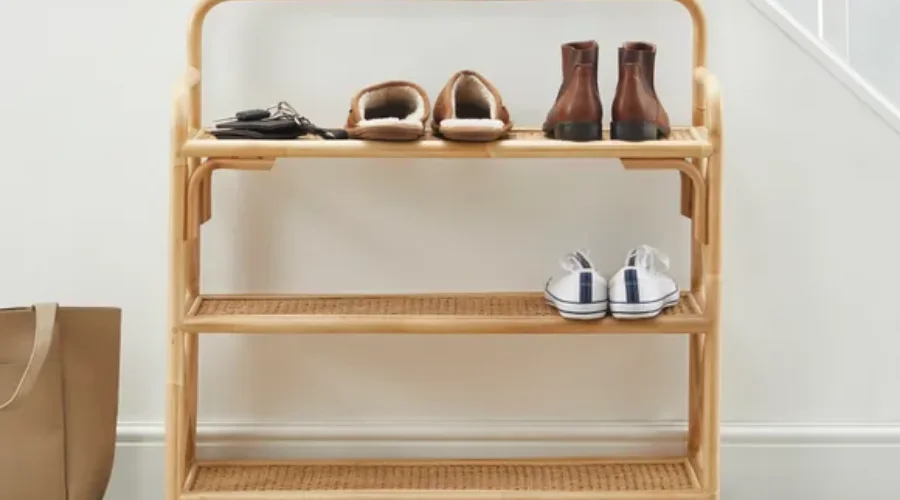 French Cane 3-Tier Shelving Unit