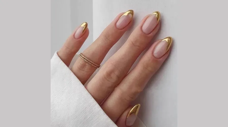 Gold Chrome French Tip Press on Nails