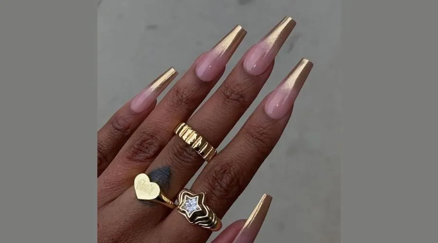 Ombré chrome Gold French Nail tips