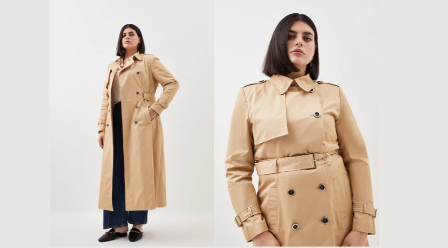 Plus Size Classic Belted Trench Coat