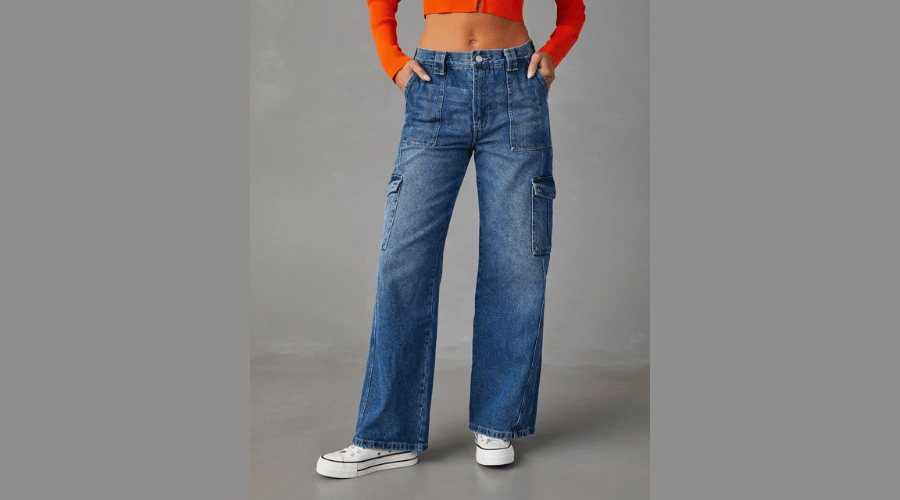 Deela wide-leg cargo jeans - Dark wash 