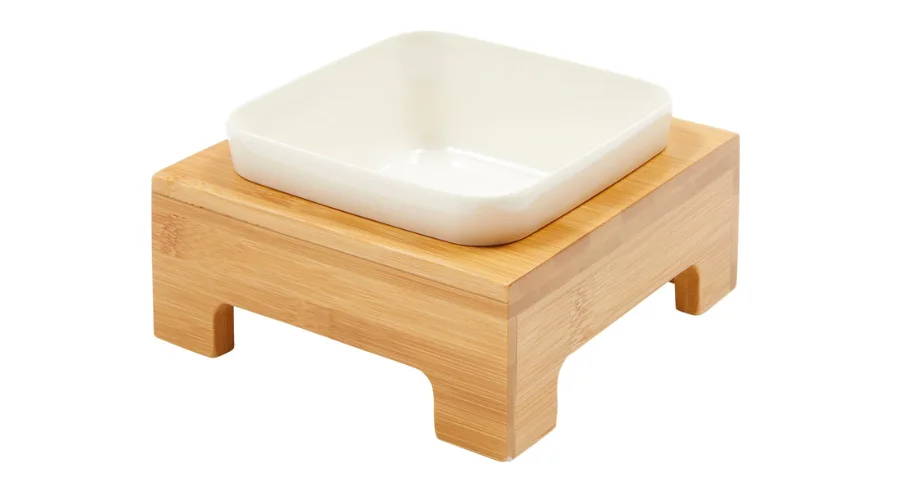 Fisco dog bowl with bamboo stand