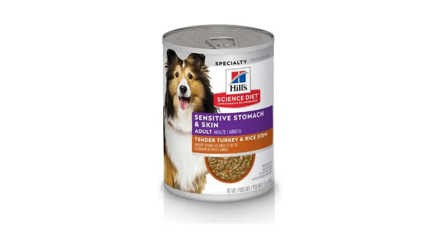 Hill’s Science Diet adult sensitive stomach & skin tender turkey & rice stew canned dog food