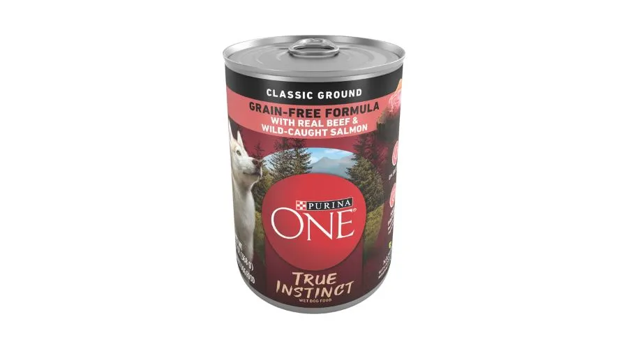 Purina One smartblend grain-free true instinct classic ground with real beef & wild-caught salmon canned dog food