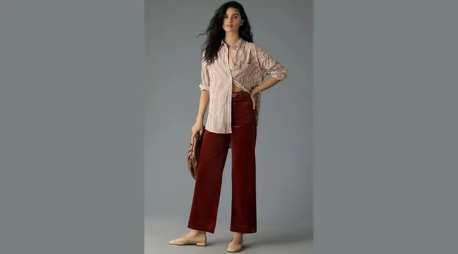 The Colette cropped wide-leg corduroy pants by Maeve 