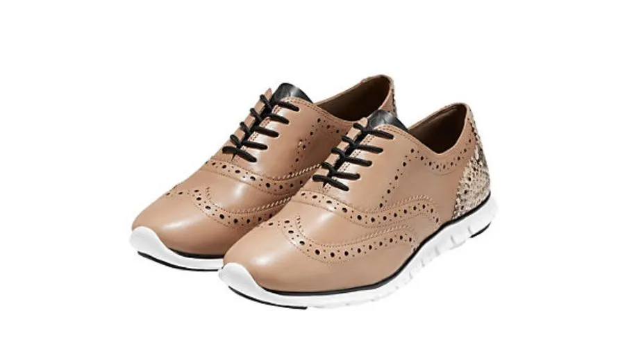 Cole Haan zerogrand wingtip oxford business lace-up shoes beige