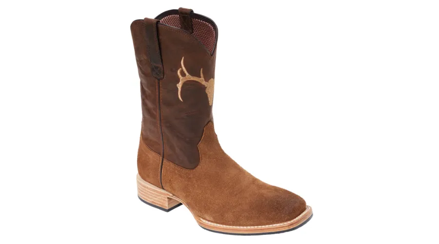 RedHead Ranch Ridgedale Deer Skull Square-Toe Cowboy Boots