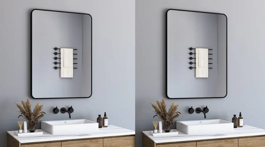 Rounded corner bathroom mirror 60X60 cm float | Frontceleb