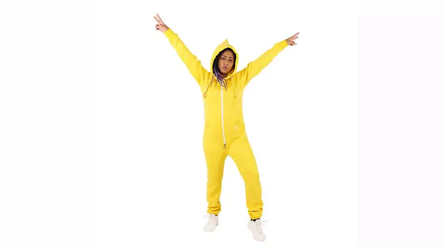 Opoppy yellow jumpsuit with pointed hood