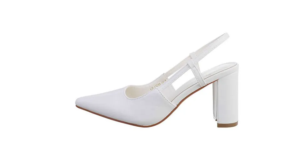 Lace-up & Strappy Pumps Ankle Strap, Block Heel, Straps, Open Heel White