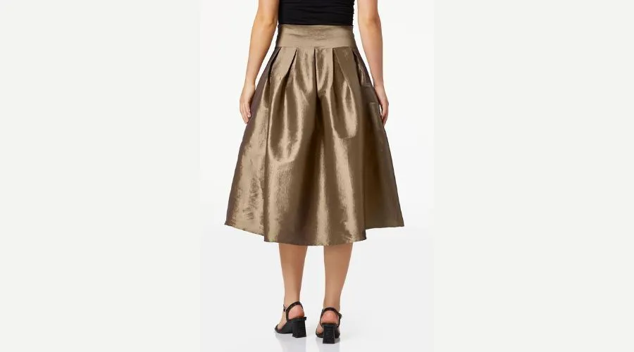 Taffeta Bow Midi Skirt
