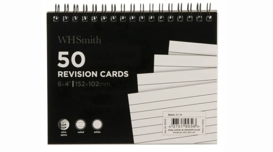 WHSmith White Spiral Bound Revision Cards