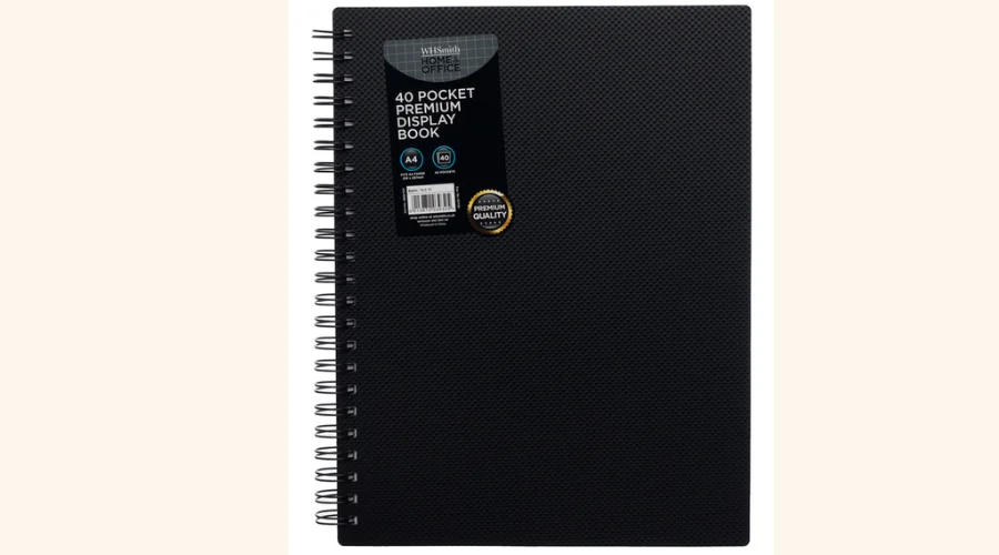 WHSmith Black Premium 40 Pockets A4 Plastic Display Book