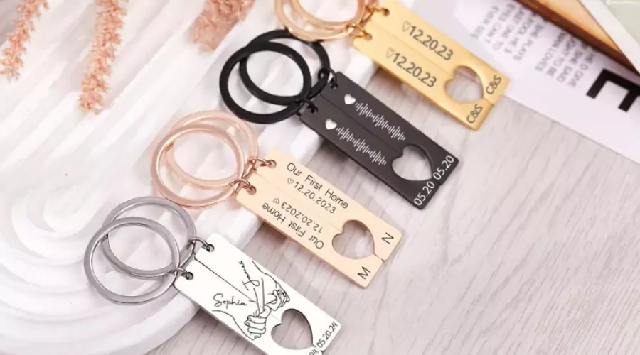 Couple Keychain Set Heart Personalised 2Pcs Couple Keyring Pinky Promise Keychain 