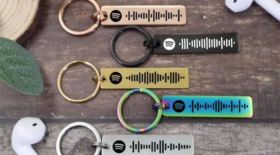 Spotify Keychain Personalized Music Keychains Custom Engraved Scannable Spotify Code Song 