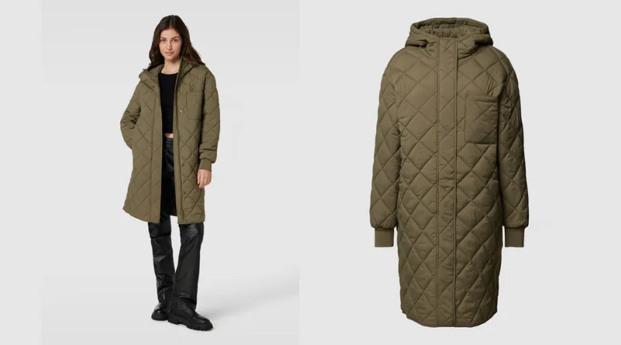 Jake*s Collection - Quilted Coat with Hood (Khaki)