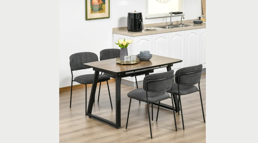 Extendable Dining Table Rectangular Wood Effect Tabletop