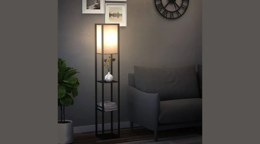 Homcom BlackMDF Floor Lamp For Living Room Standing Floor Lamp