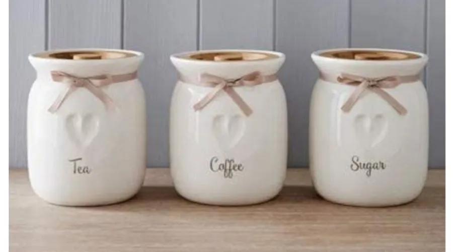 Set Of 3 Tea, Coffee and Sugar Storage Jars