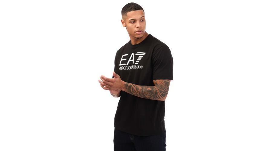 Men's Emporio Armani EA7 Ribbed Logo T-Shirt in Black
