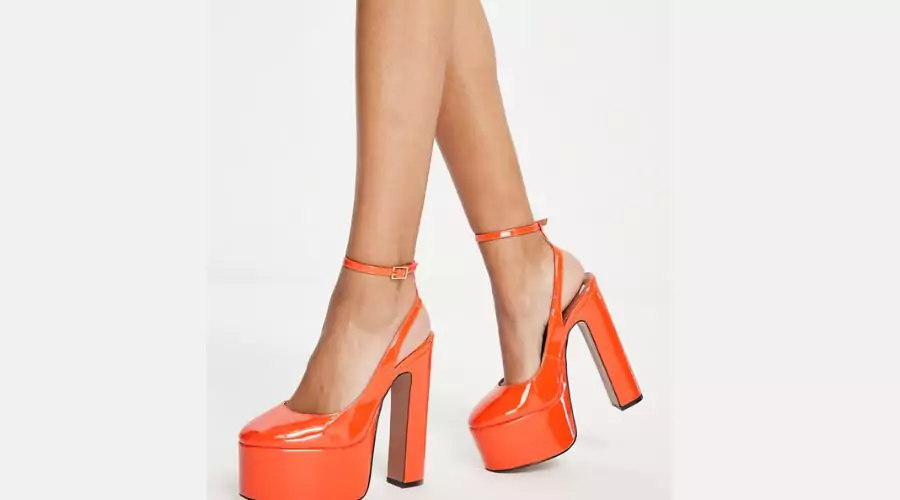Asos Design Pronto Platform High-Heeled Shoes in Orange