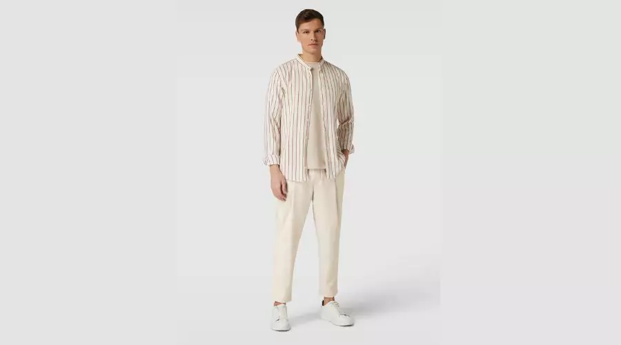 Fabric trousers with elastic waist, 'HAKAN' model - off-white