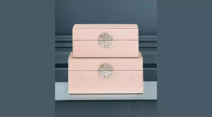 Faux Leather Jewellery Boxes - Pink Silver by Vanity Living