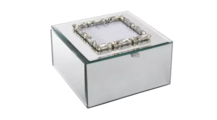 Mirror Jewellery Box With Photo Frame - Silver