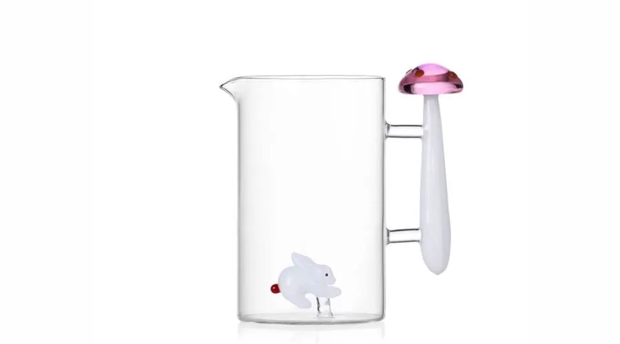 Alice White Rabbit & Pink Mushroom - Teapot - transparent