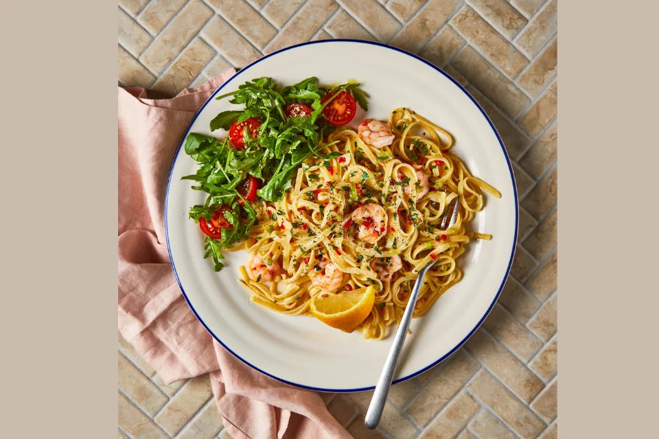 King Prawn Linguine With Garlic And Chilli