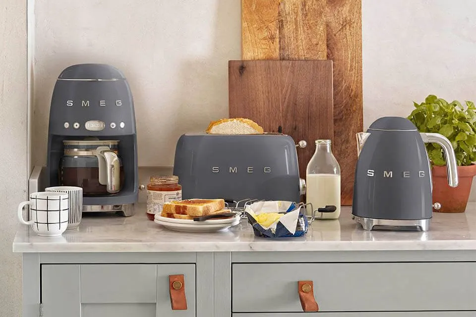 Stainless Steel Smeg Kettle And Toaster