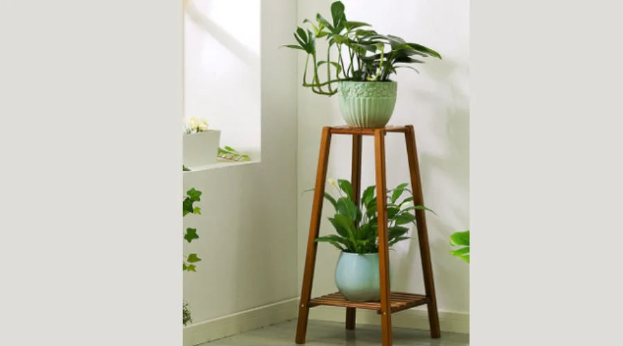Vintage 2-Tier Indoor Plant Stand in Brown Colour