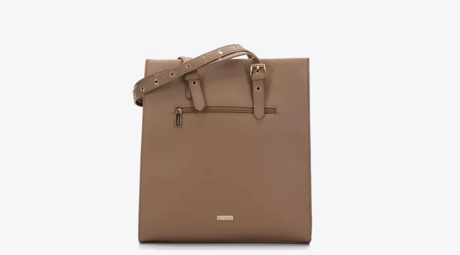 Brown riveted strap shopper bag