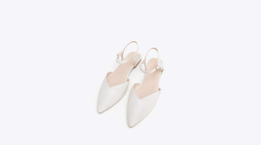 Leather ballerinas with open heel and strap