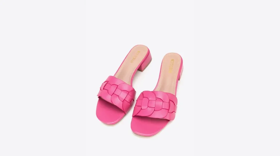 Low heel braided flip-flops pink | Frontceleb