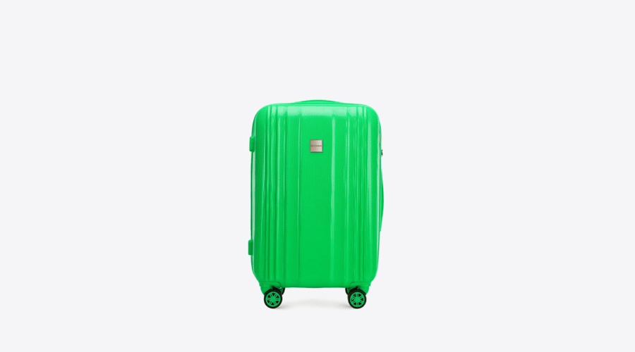 Medium Sized honeycomb polycarbonate suitcase in green colour | Frontceleb