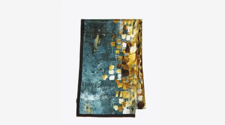 Patterned Silk Scarf Cream and Gold