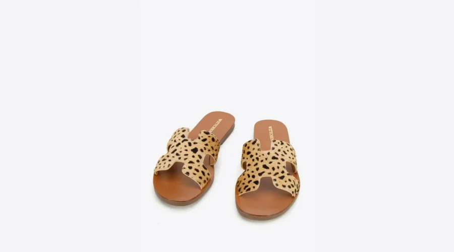 Women's leather flip-flops with H-shaped front | Frontceleb