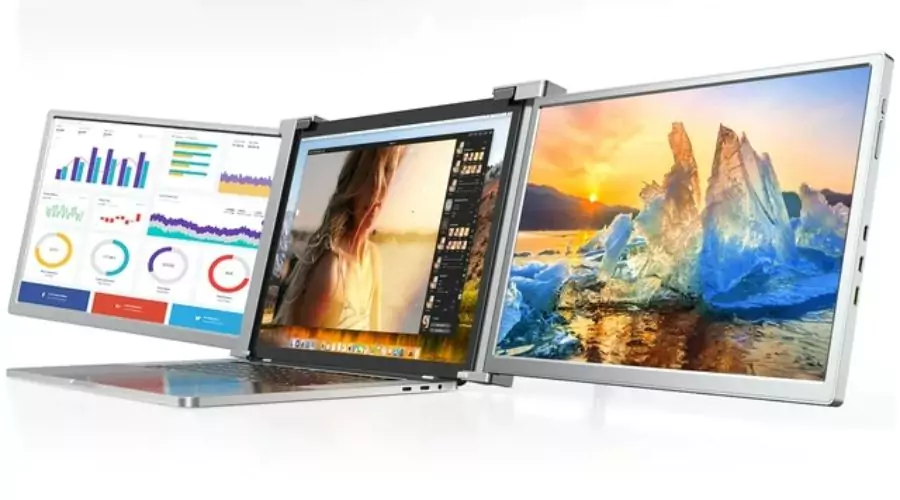 Portable Triple Monitor Extender with 14 inch Screen by LIMINK 
