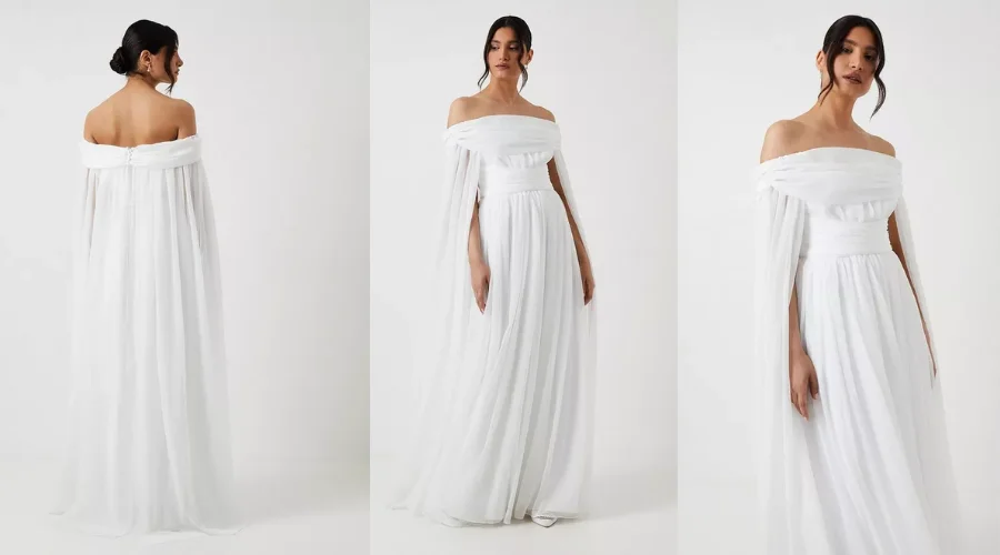 Bardot Chiffon Maxi Bridal Dress