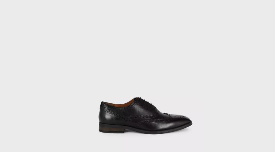 Black Coloured Leather Oxford Brogue Shoes by Burton