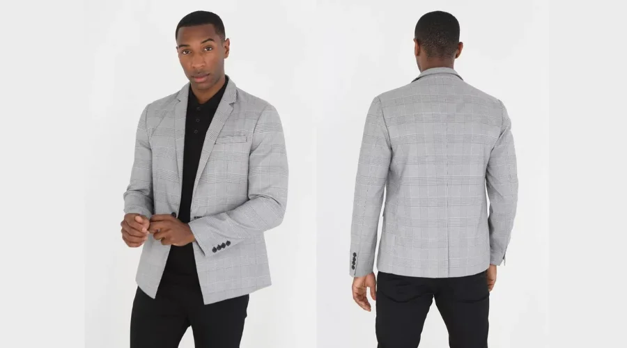 Brave Soul Single-Breasted Check Blazer