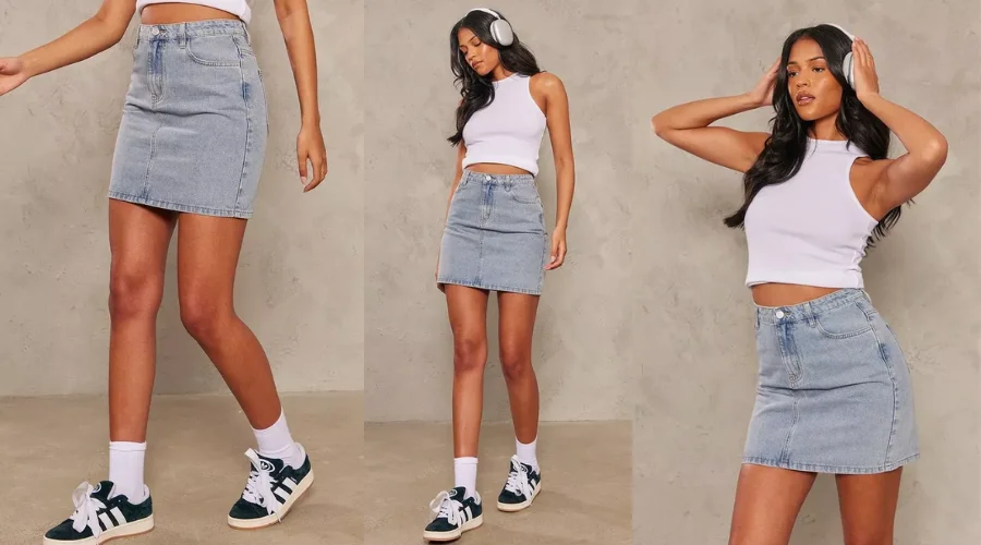 Tall Vintage Wash Mid Rise Denim Mini Skirt