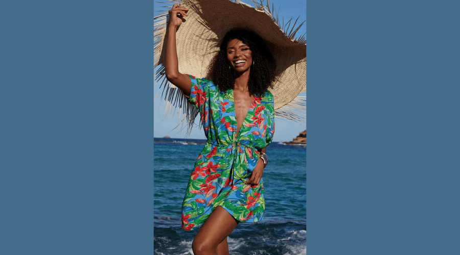 Dancing Leopard Loco Tropical Print Mini Dress Short Sleeved Outfit in Multicolour