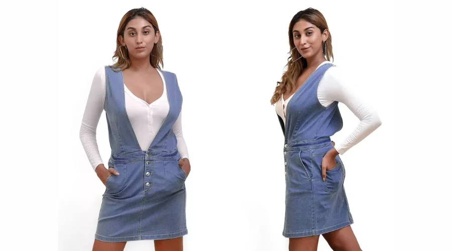 Enorsia Plunge V-Neck Mini Denim Dress for women