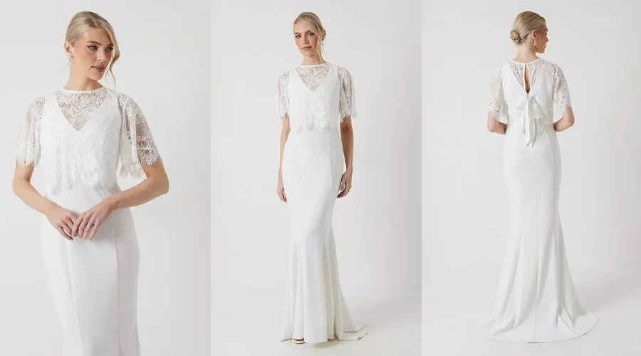 Lace, Stretch Crepe Wedding Dress 