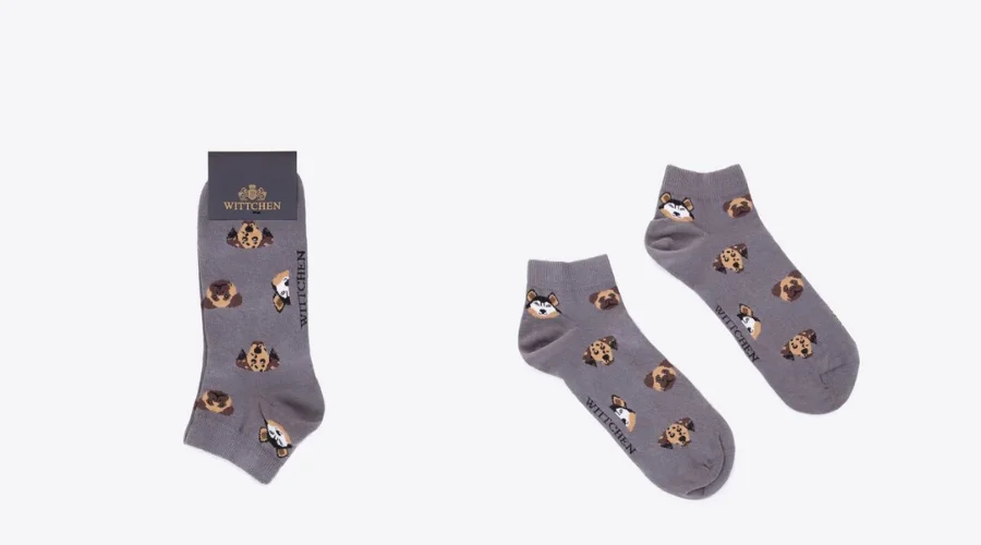 Men's Grey, Brown Dog Socks