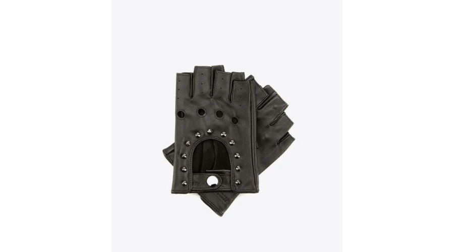 Perforation Black Women’s Fingerless leather gloves  